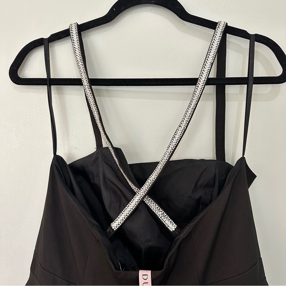 NWOT MAC DUGGAL Black 49106 Square Neck A Line Mini Dress Rhinestone Strap Sz 10 - Picture 8 of 16